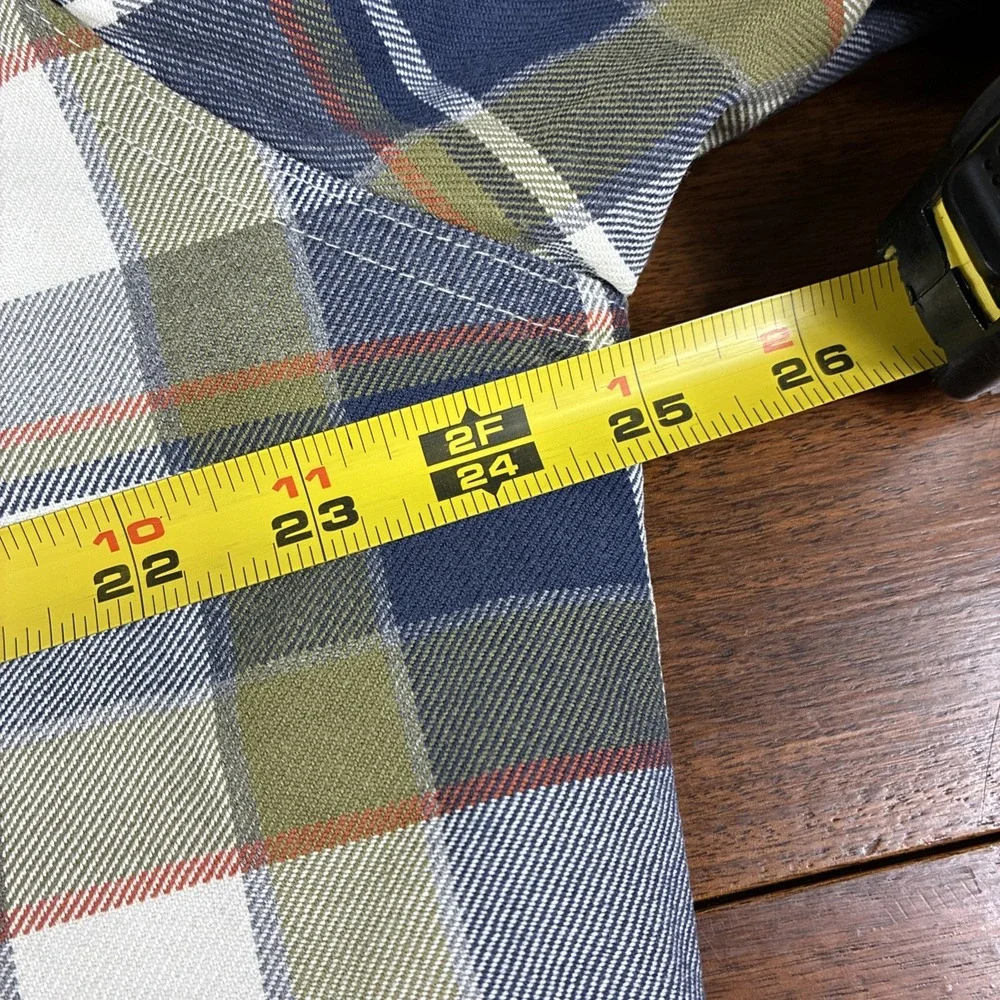 LL Bean Insulated Button Up Shirt Jacket Quilt Lined Plaid With Stains